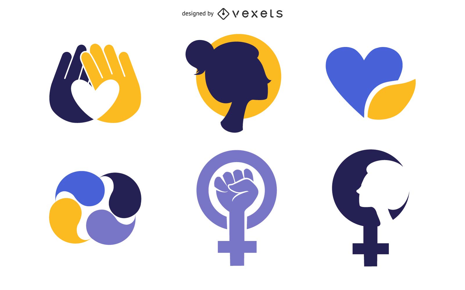 Simple Female Icons Set
