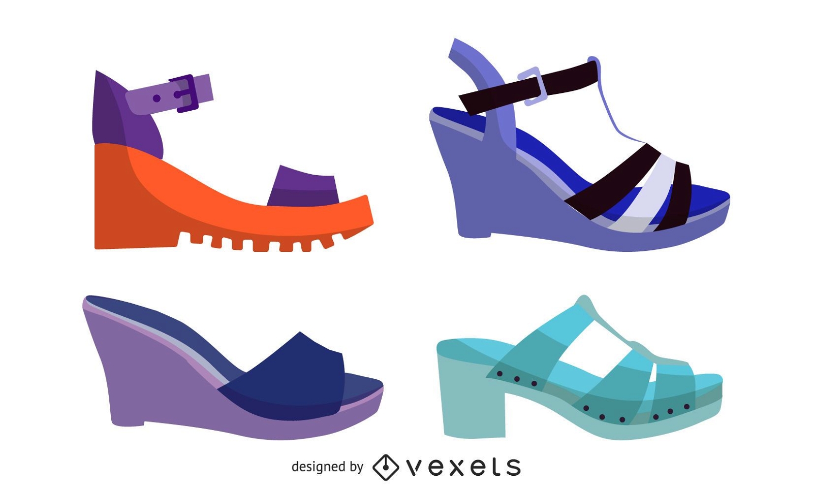 Summer Sandals illustration set
