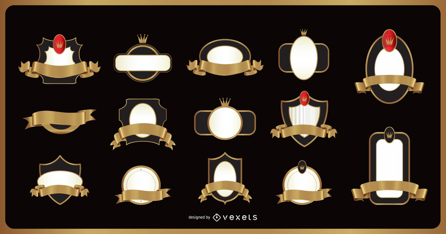Set of 14 ribbon emblems Set of 14 ribbon emblems