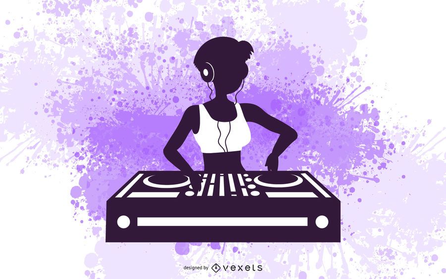 Female DJ Silhouette Design Female DJ Silhouette Design