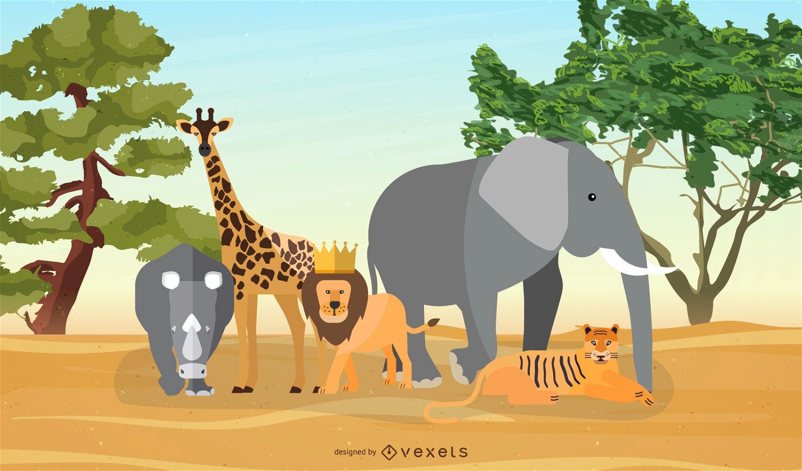 Savanna animals illustration design