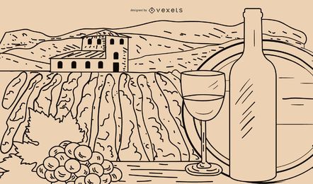 Vector Dibujo Lineal Vino