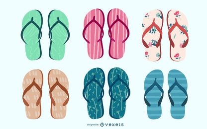 Conjunto de vetores de flip-flops coloridos
