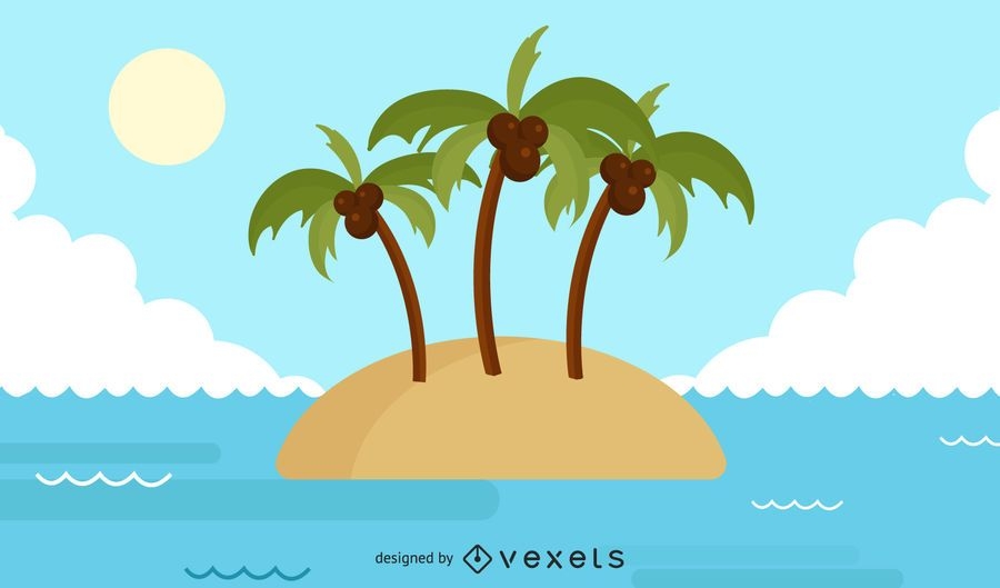 Deserted Island Illustration Design - Vector Download