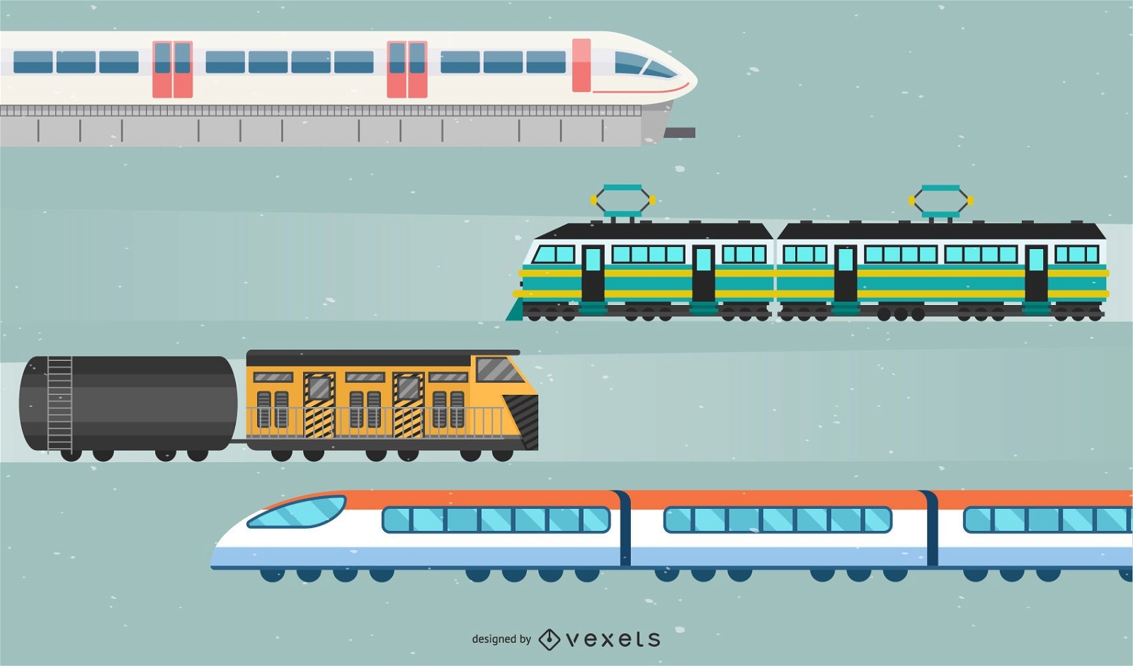 Conjunto de ilustración de tren