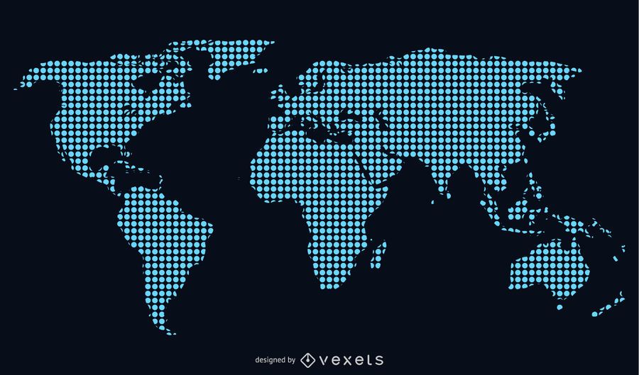 Blue dotted world map Blue dotted world map