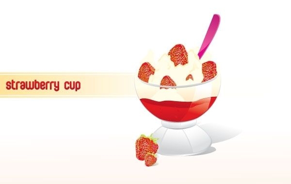 Taza de yogur helado de fresa