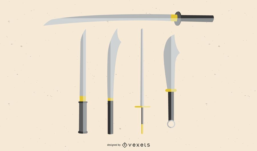 Knives And Swords Vectors Japanese Sword Vector Samurai Vector Ai ...