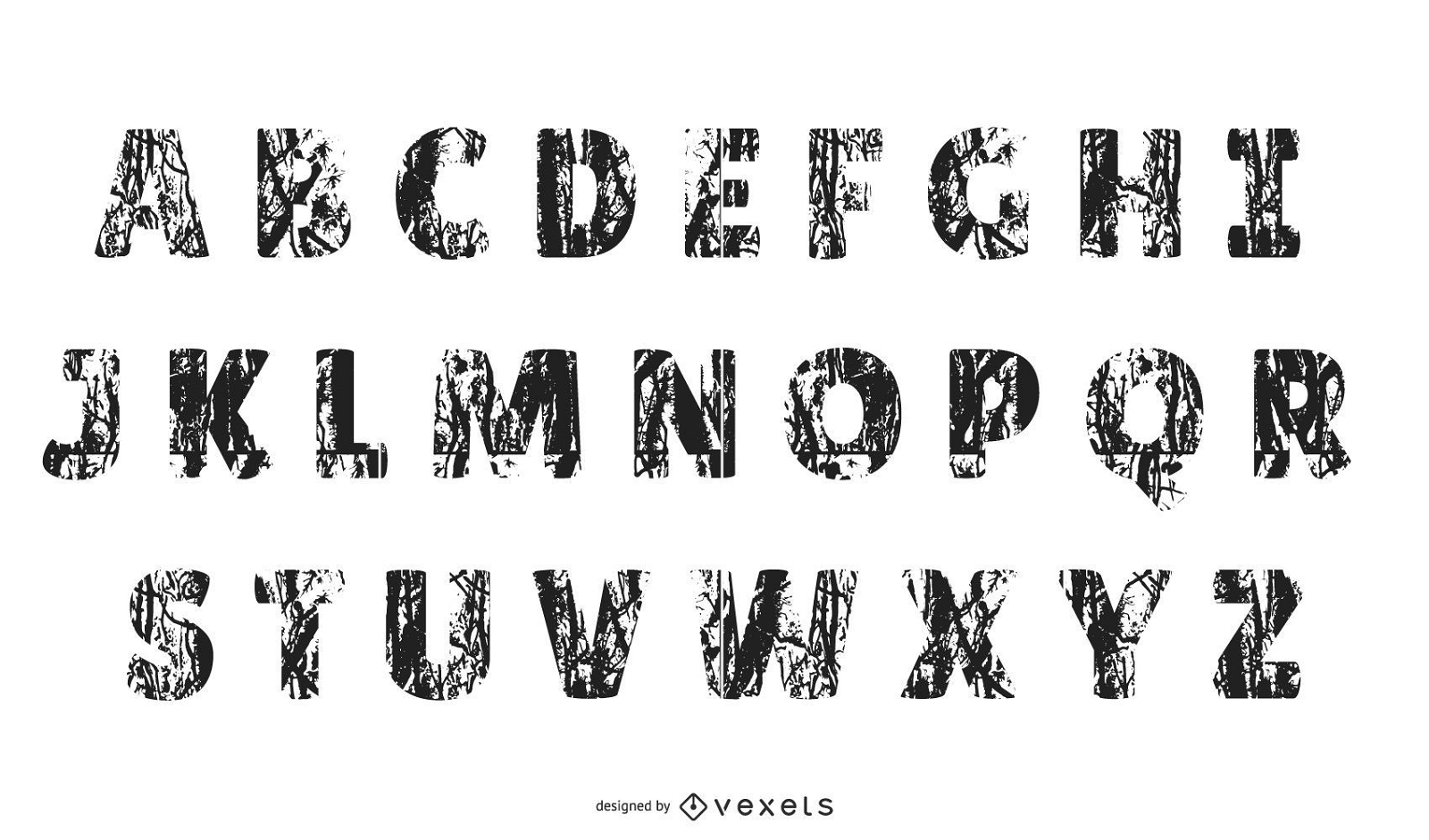 Reifen druckt Buchstaben des Alphabet-Vektors