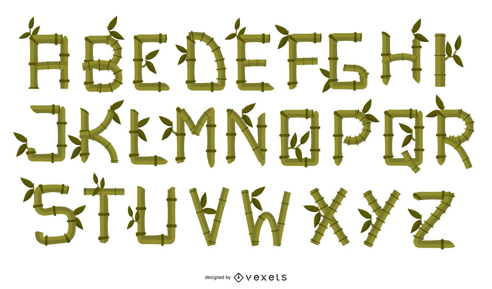 Bambus kreative Buchstaben 02 Vektor