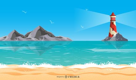 Vector de vacaciones de faro de verano
