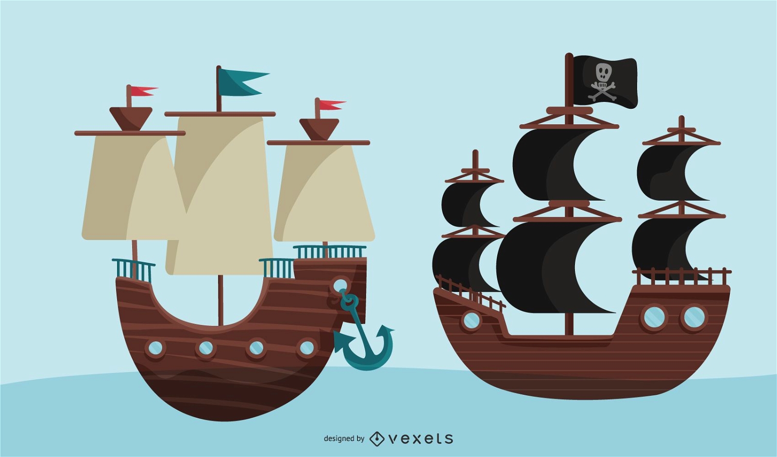 Barcos piratas vectoriales libres