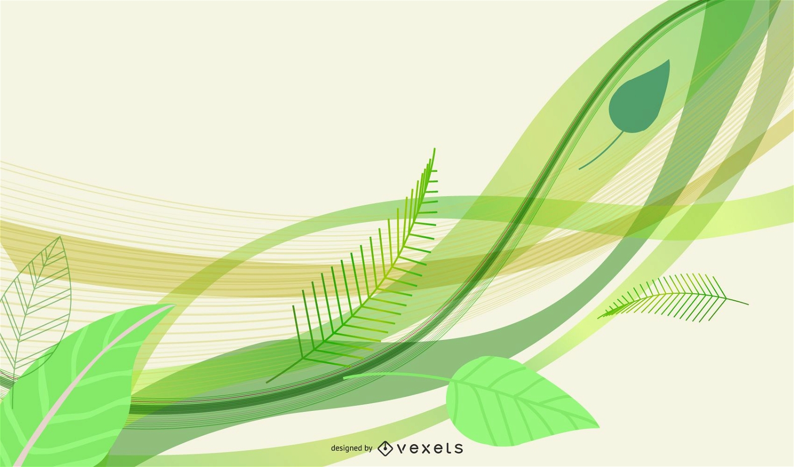 Öko-Blätter und grüner Wellen-Vektor