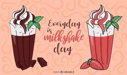 milkshake strawberry chocolate illustration