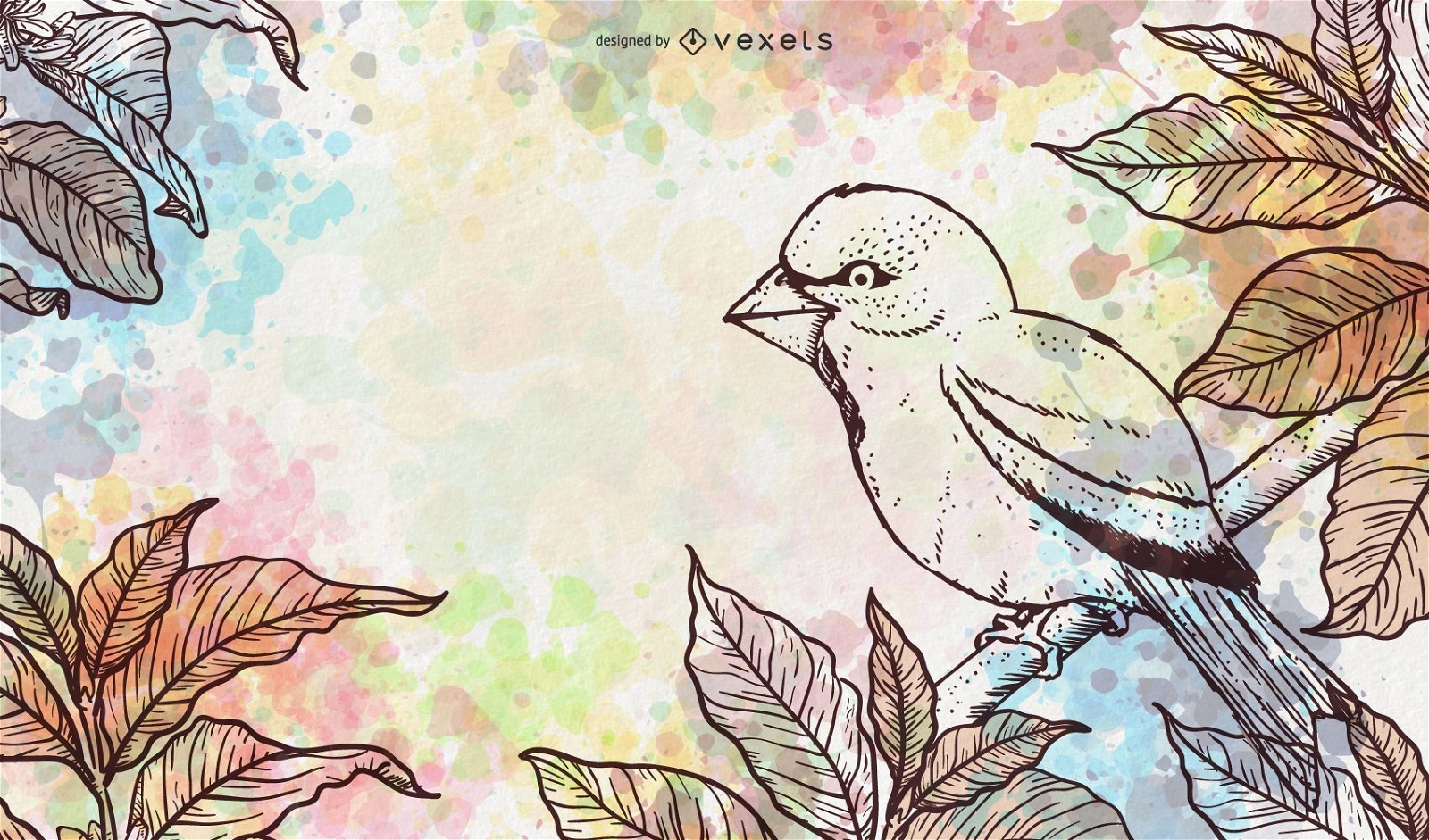 Watercolor bird illustration design