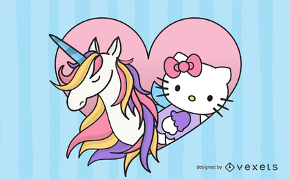 Kitty con vector de unicornio rosa