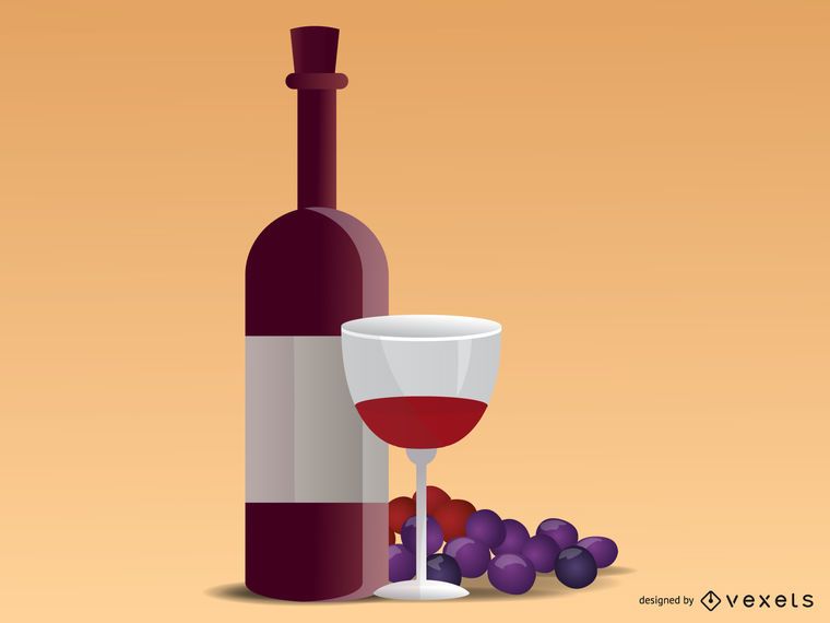 Uvas e vinho ilustração realista Uvas e vinho ilustração realista