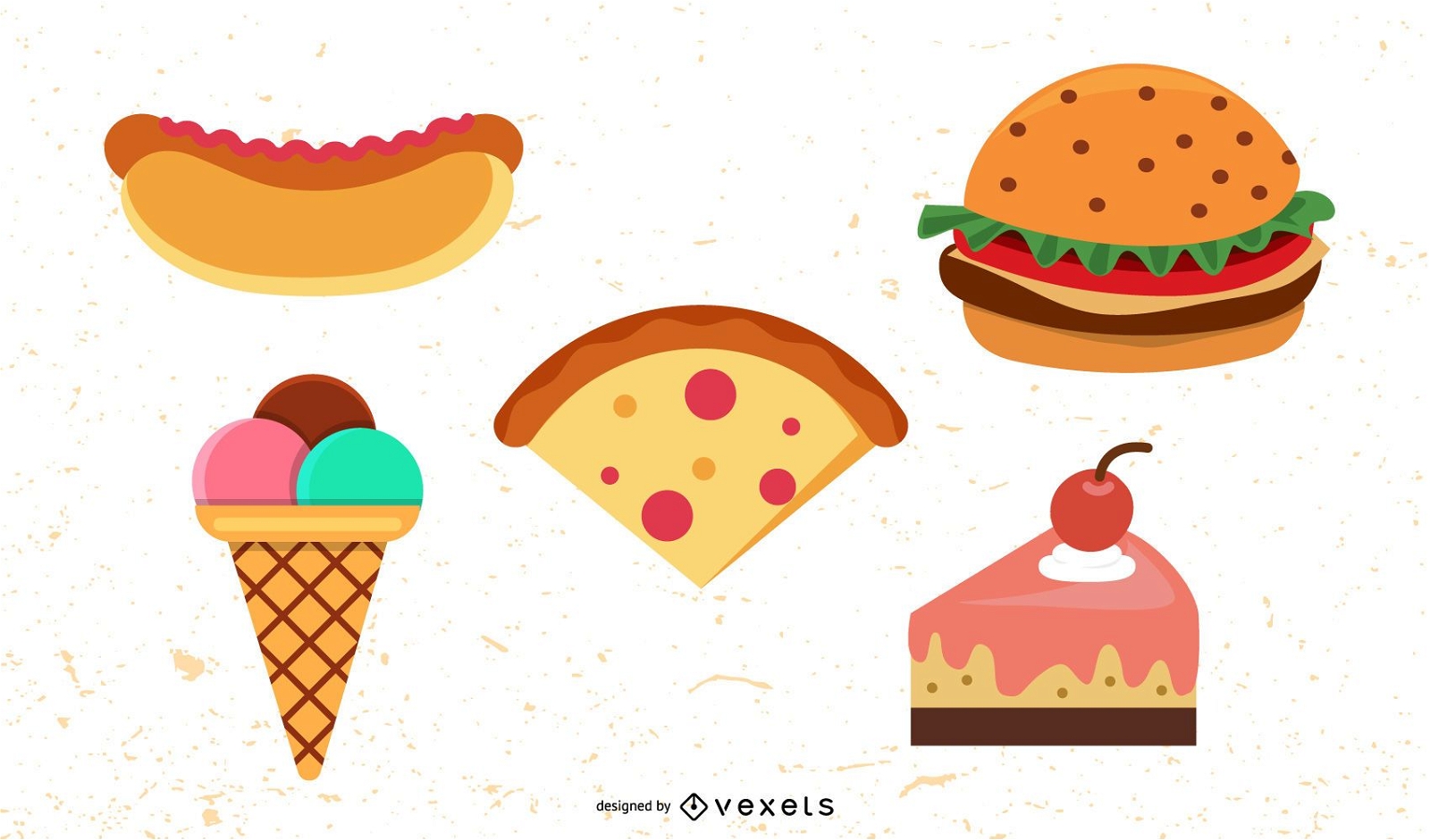 Junk Food Flat Illustration Set