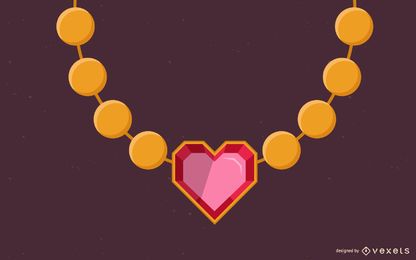 projeto de ilustração de colar de coração