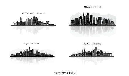 city skylines illustration set