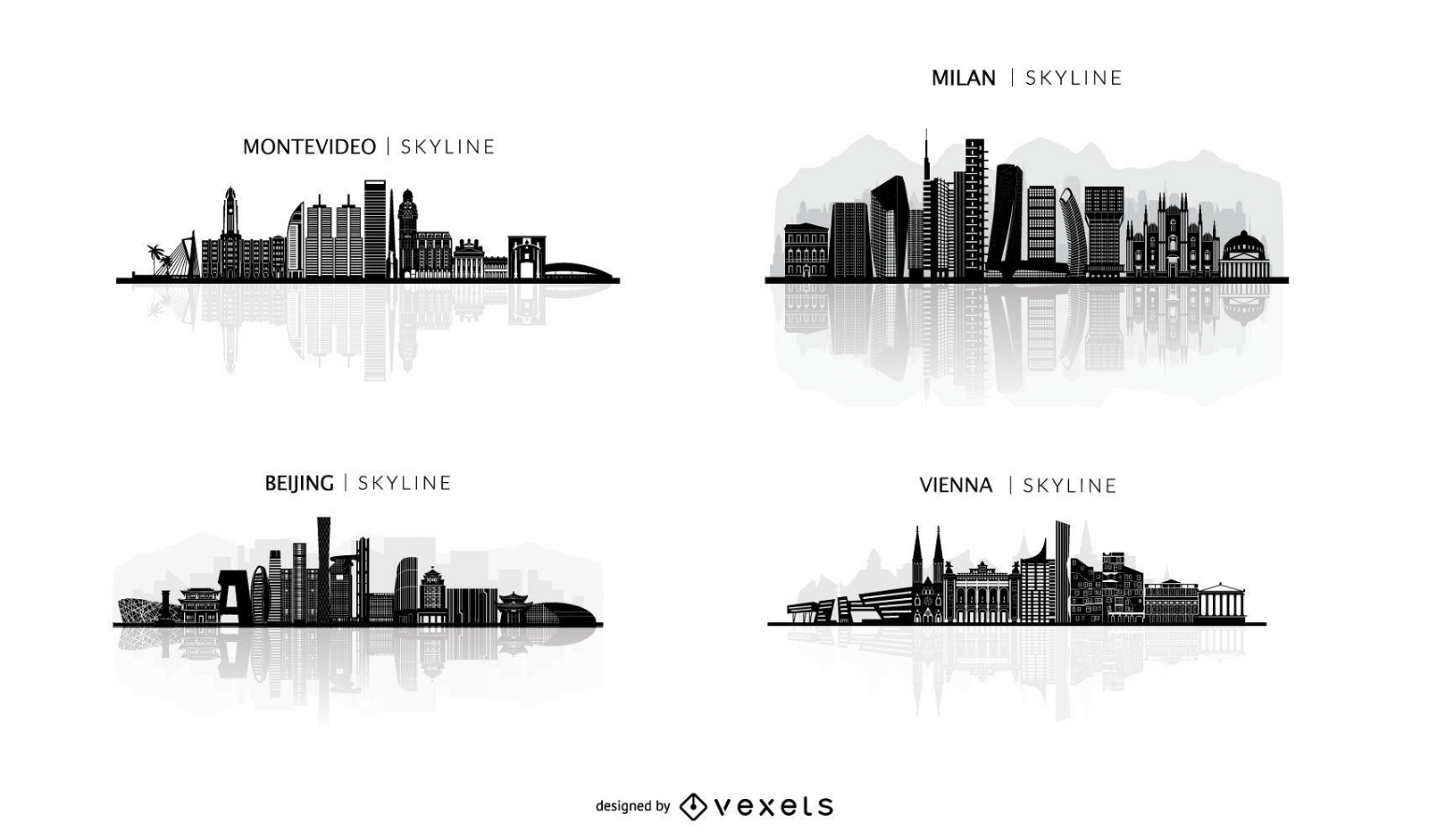 city skylines illustration set