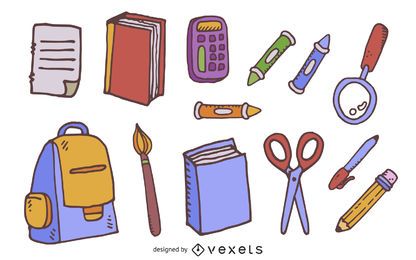 School elements doodle set