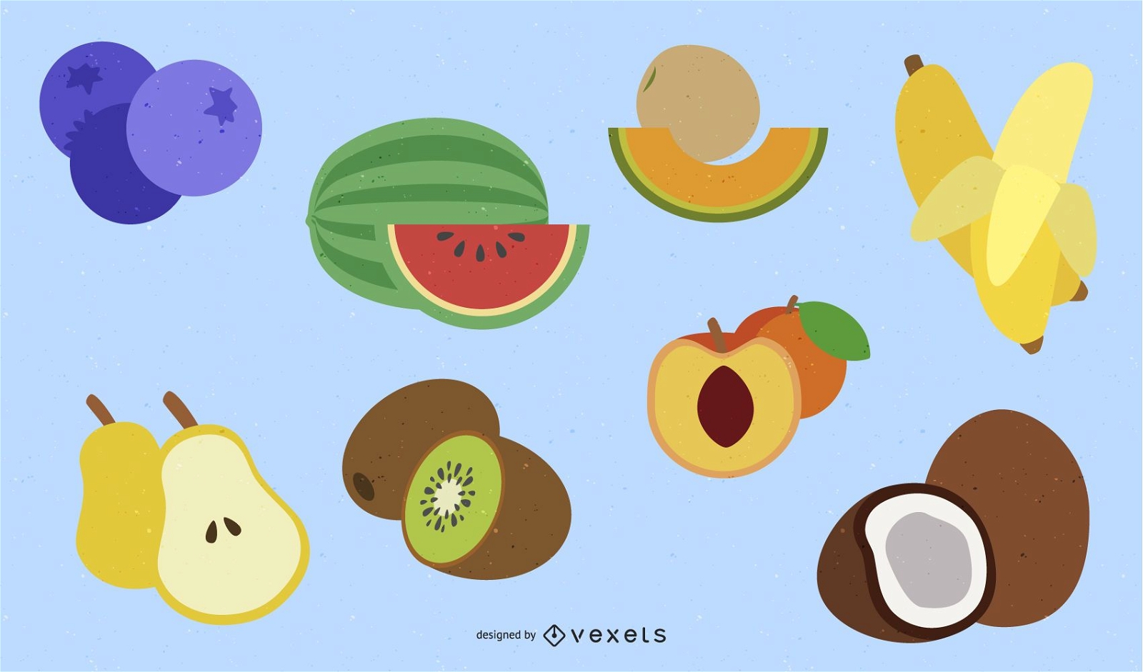Conjunto de ilustração de frutas planas
