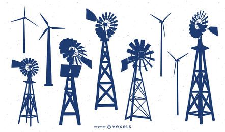 Vektor-Windturbinen-Silhouette