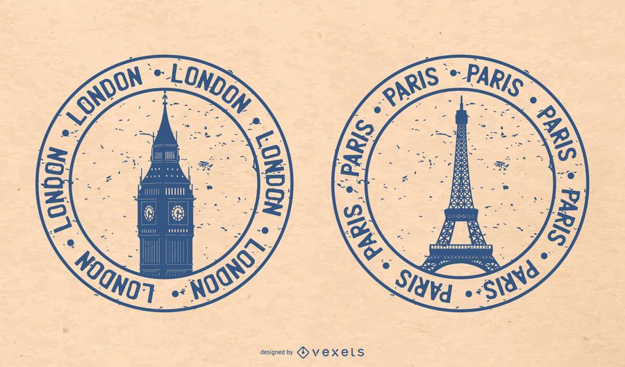 Londres e Paris, um símbolo de selos 02 Vector Londres e Paris, um símbolo de selos 02 Vector