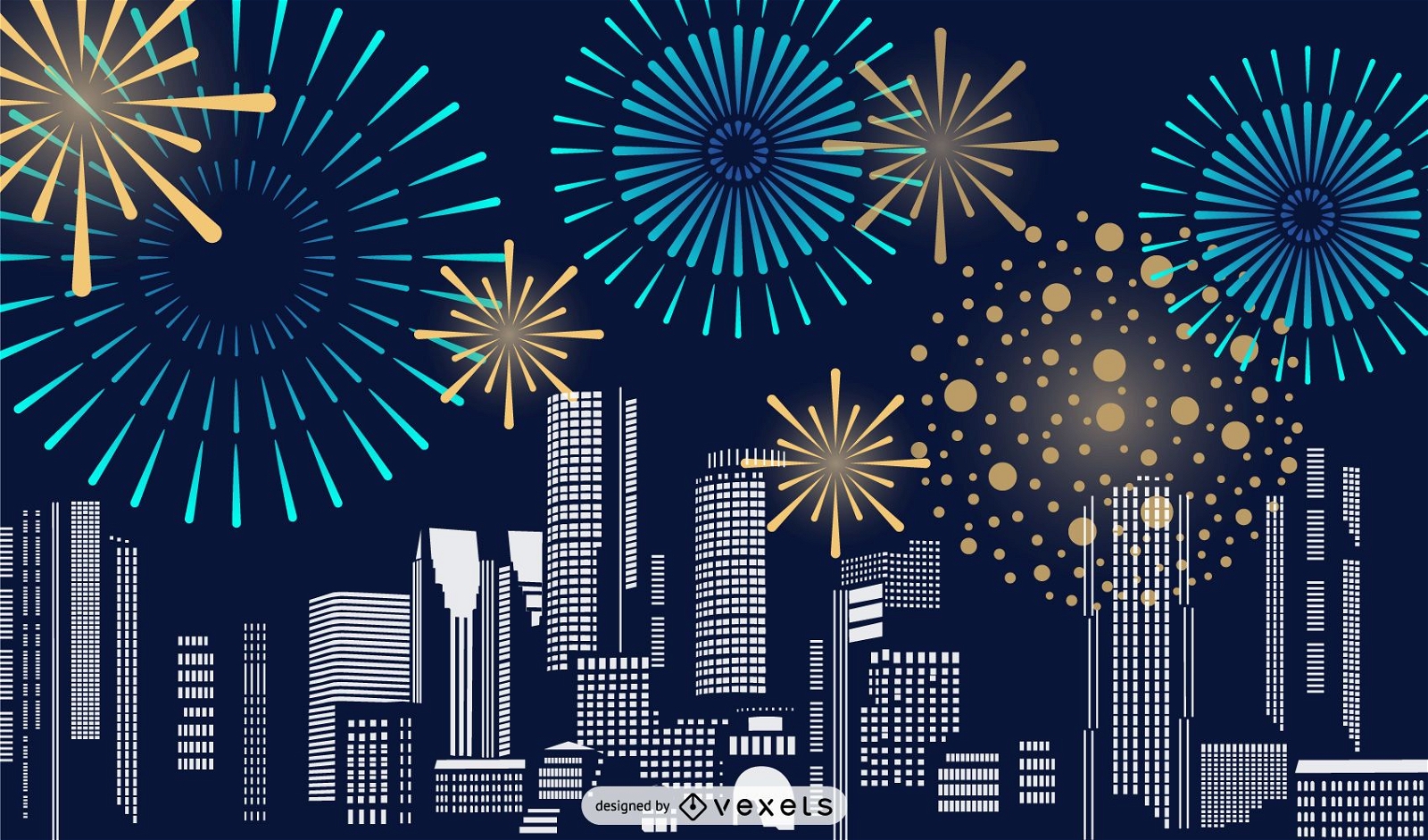 fireworks city illustration design