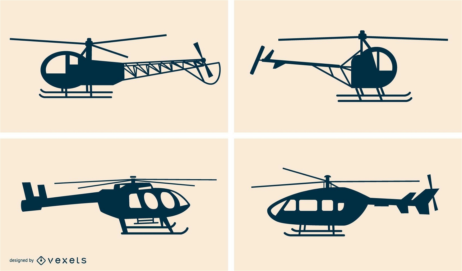 Helicopter silhouettes Vector Pack