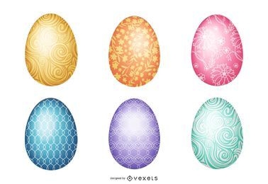 Conjunto de ilustración de huevo de pascua brillante