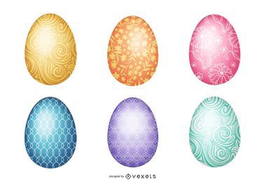 Shiny easter egg illustration set