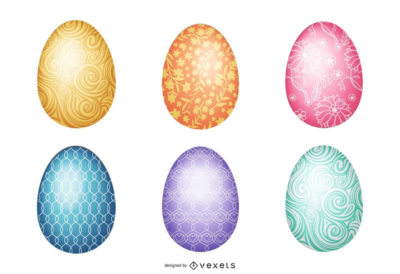 Conjunto de ilustración de huevo de pascua brillante
