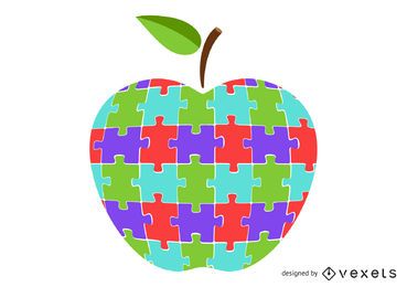 Bunter Apfel-Puzzle-Illustrationsentwurf