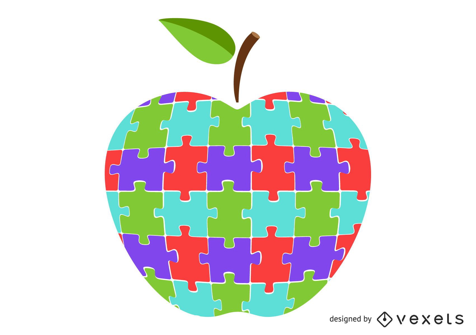 Bunter Apfel-Puzzle-Illustrationsentwurf