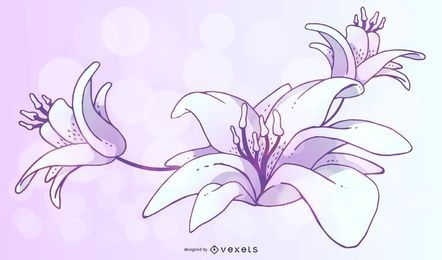Design de ilustração brilhante de flor de lírio