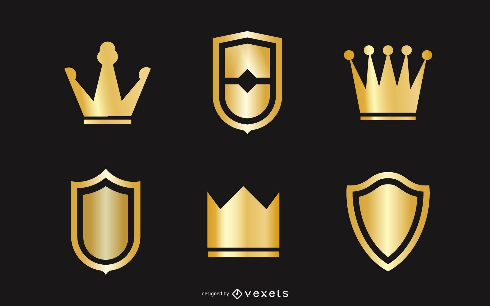 Vector de escudo y corona de oro