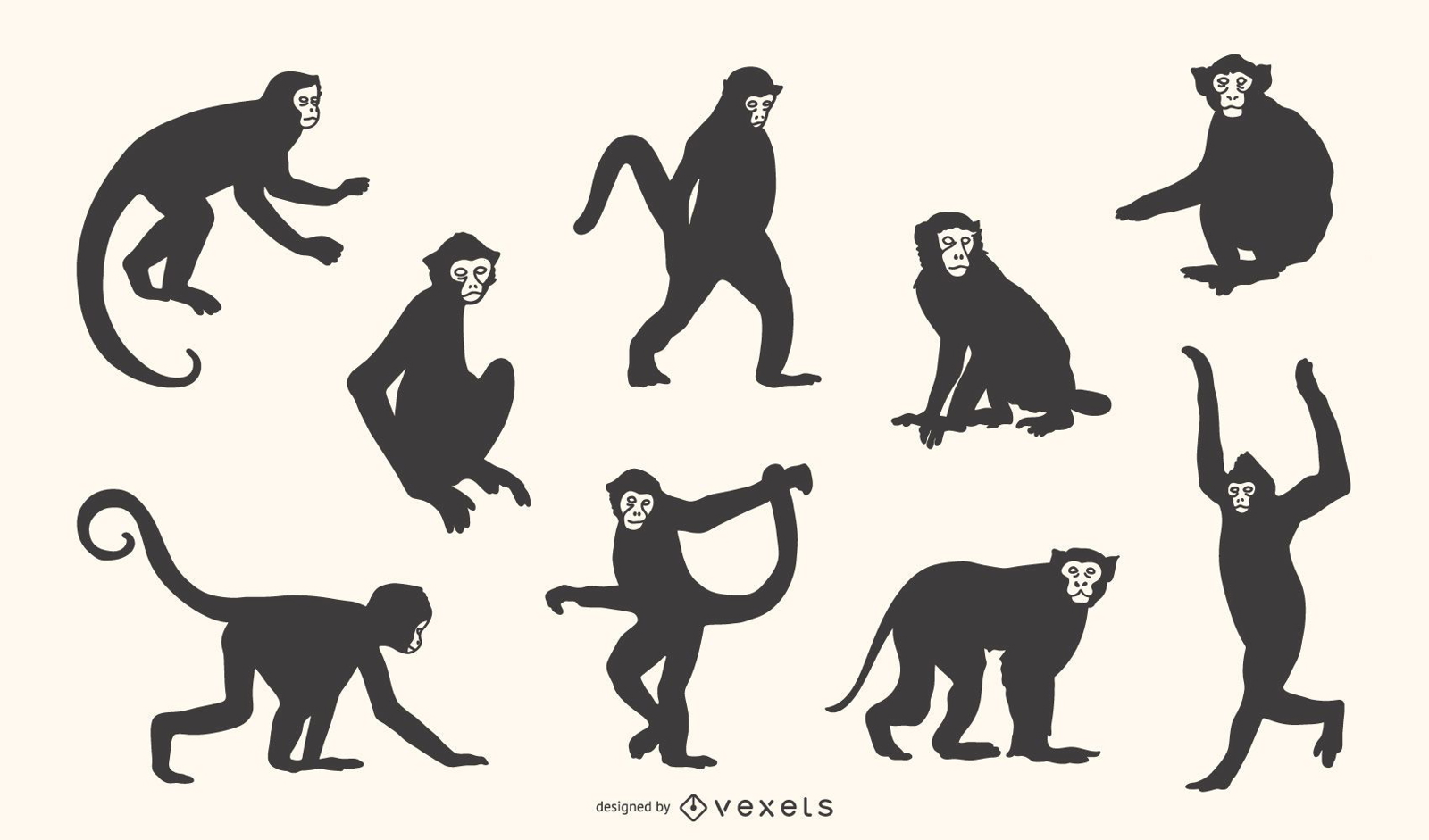 Download Capuchin Monkey Silhouette Set - Vector Download