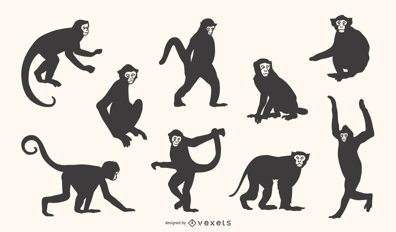 Capuchin Monkey Silhouette Set