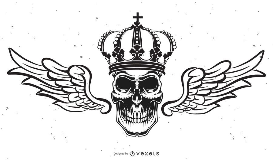 Isolated skull with crown illustration Isolated skull with crown illustration