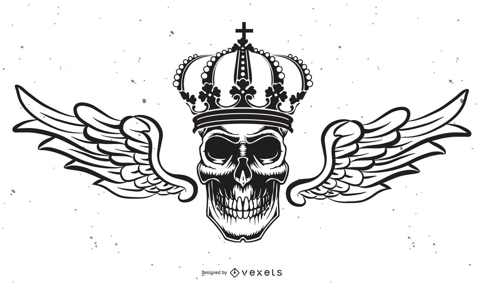 Skull with crown illustration design