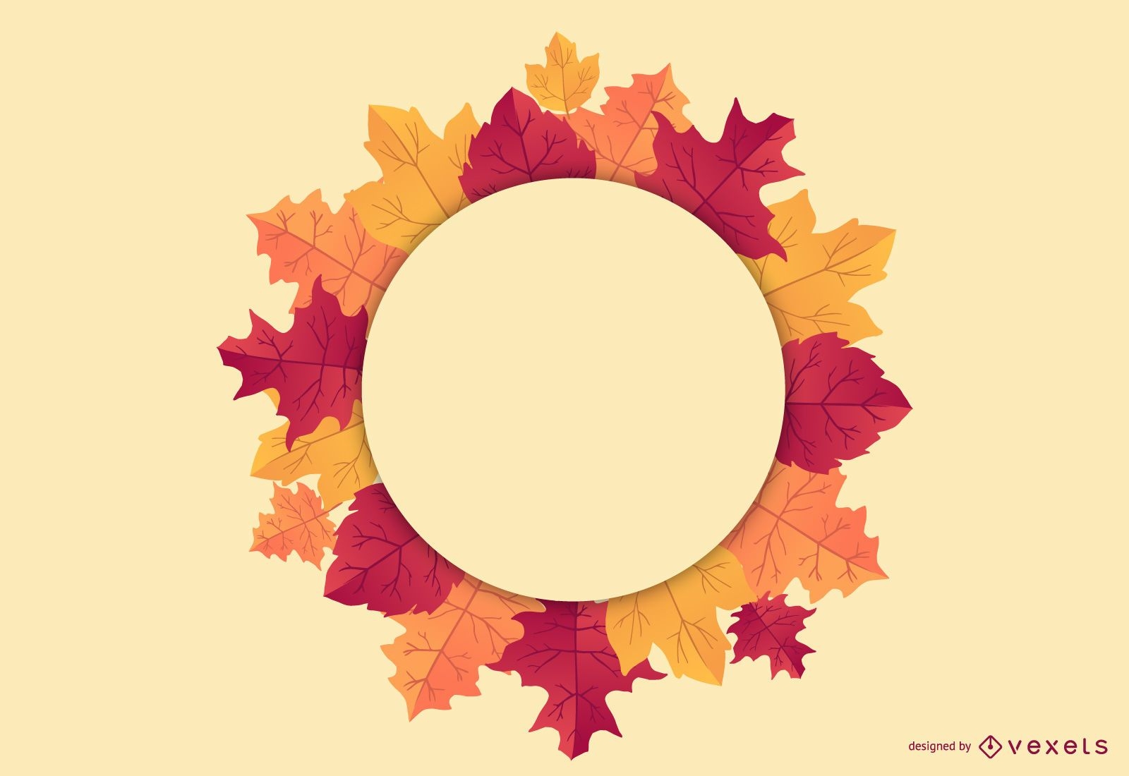 Design de emblema redondo de folhas de outono
