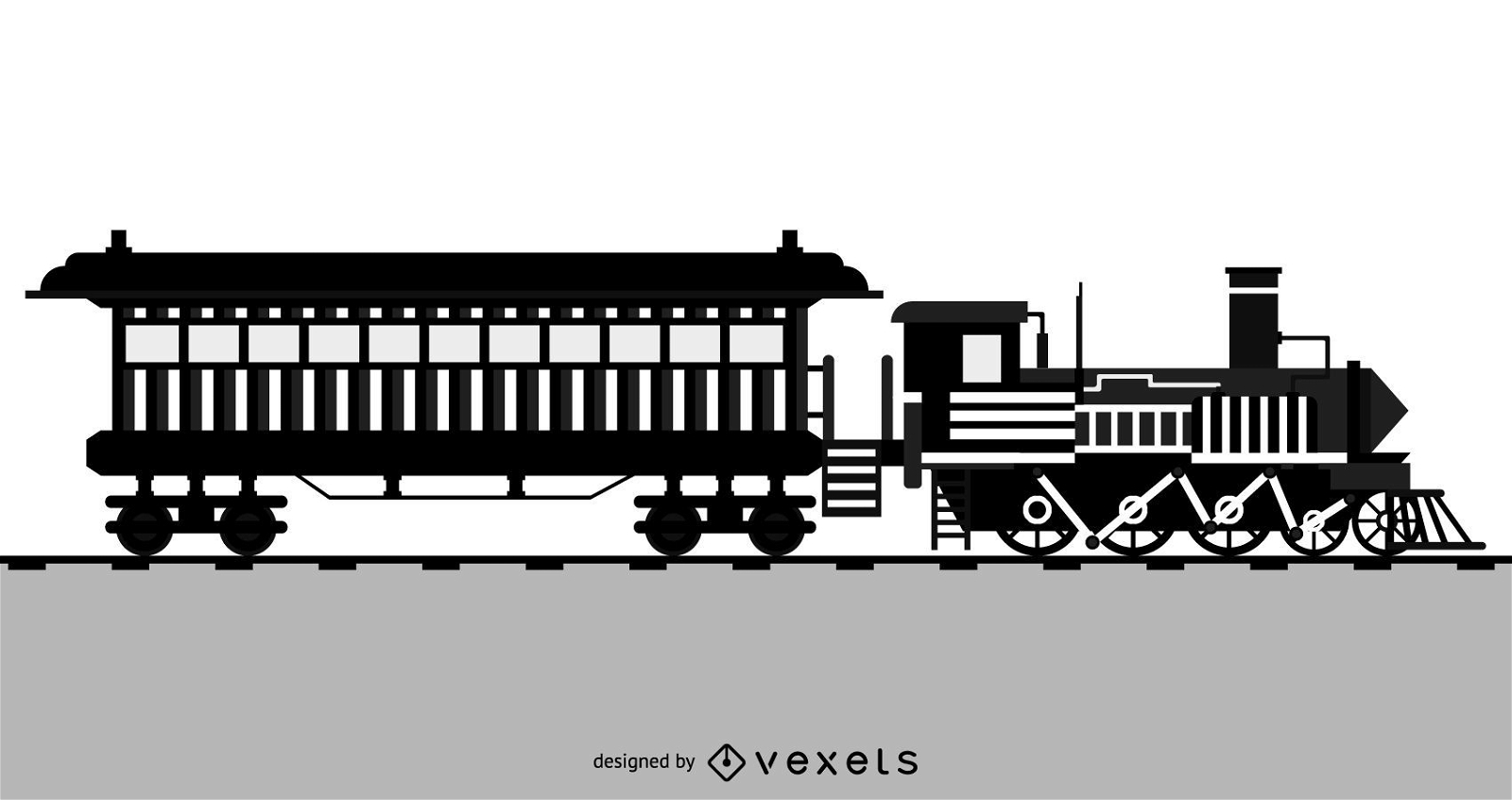 Black And White Locomotive Vector
