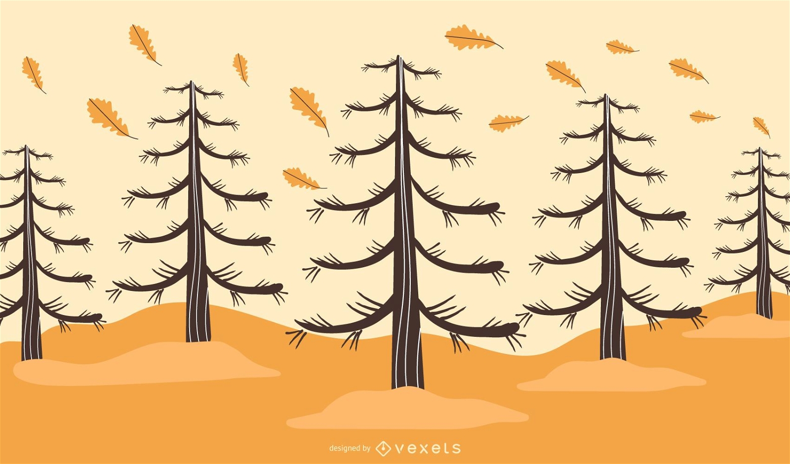 desenho de ilustração de árvores de outono