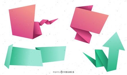 Vetor de lindas etiquetas de origami