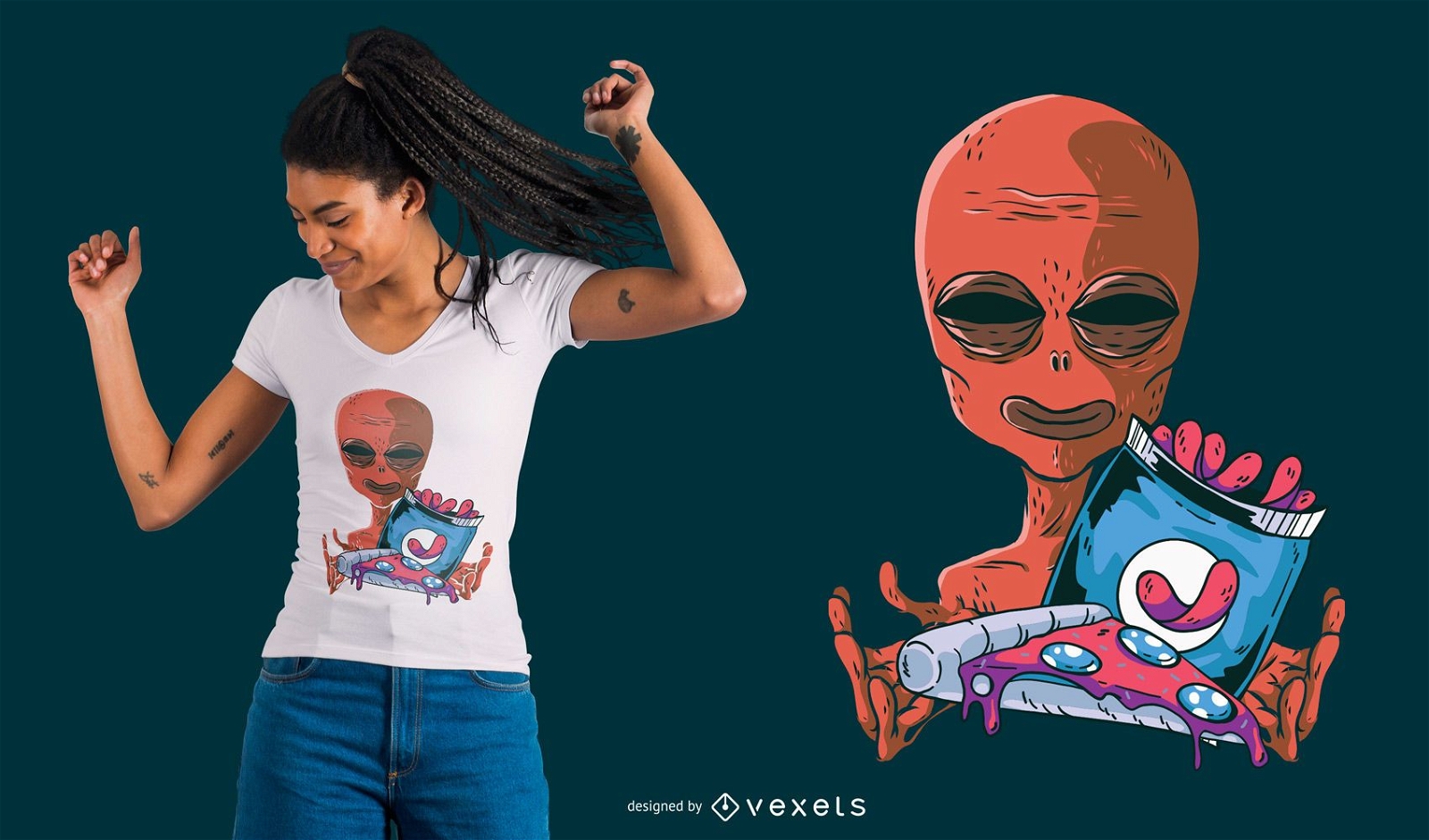 Design de t-shirt Alien Snacks