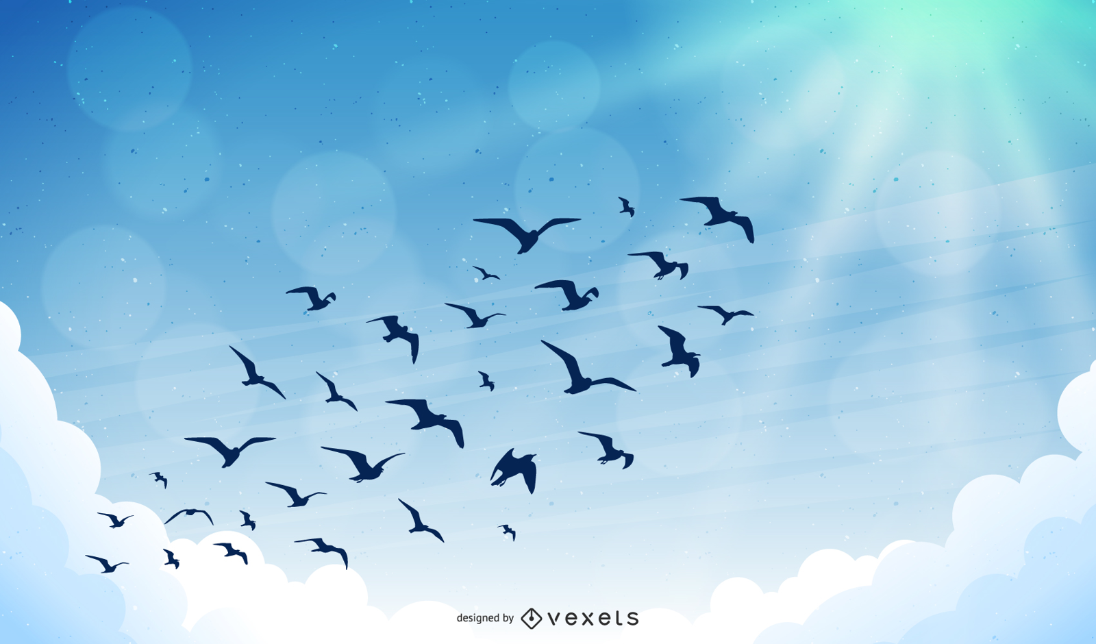 Pájaros en el vector del cielo