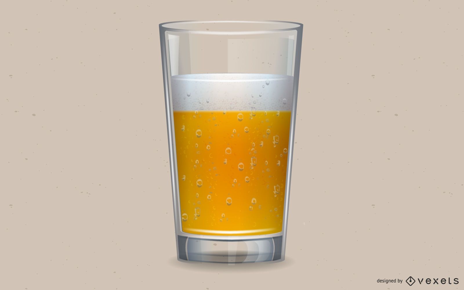 Gráfico de vetor realista de copo de cerveja e bolhas de cerveja