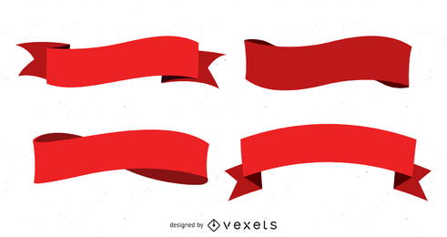 Varias serpentinas de cinta roja Vector Varias serpentinas de cinta roja Vector
